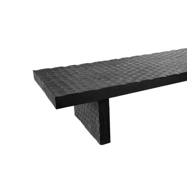 Suar Wood Sofa Table Burnt Finish Modern Organic For Sale - Image 10 of 13