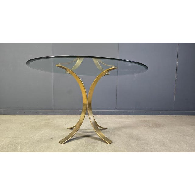 Hollywood Regency Vintage Brass Dining Table and Chairs from Belgochrom, 1970s, Set of 5 For Sale - Image 3 of 14
