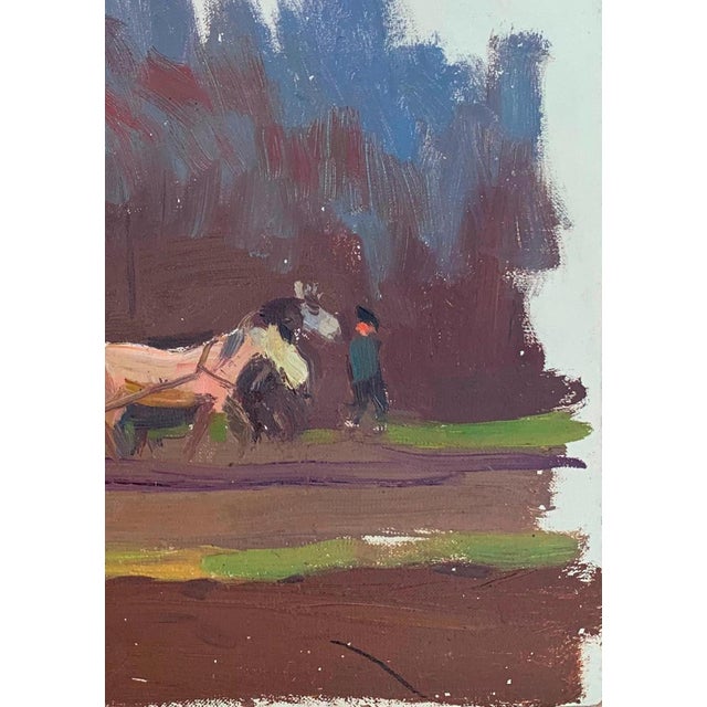 Rural Landscape Antique Painting Original Soviet Art Ukrainian Artist Sokolovsky g.34-23 1970s For Sale - Image 6 of 6
