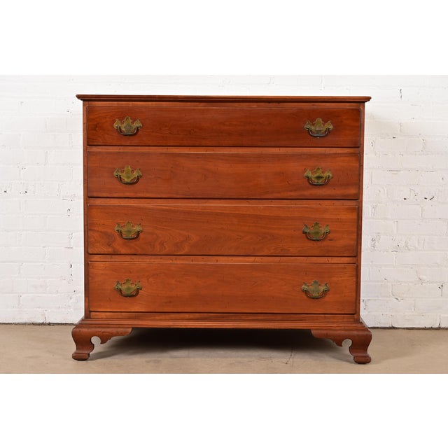 Stickley Georgian Solid Cherry Wood Four-Drawer Chest of Drawers, Circa 1950s For Sale - Image 15 of 15
