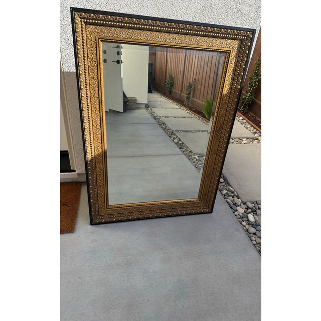 Ornamental & Decorative Materials Mirror by Windsor Antique Gold Leaf Motif With Black Border For Sale - Image 7 of 10