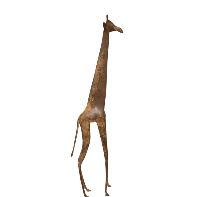 Vintage African Extra Large Bronze Giraffe For Sale