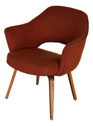 1950s Eero Saarinen for Knoll Executive Armchair With Wood Legs - All Original - Red