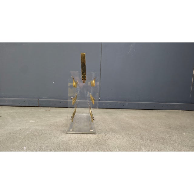 Vintage Acrylic Glass and Brass Magazine Holder, 1970s For Sale - Image 12 of 18