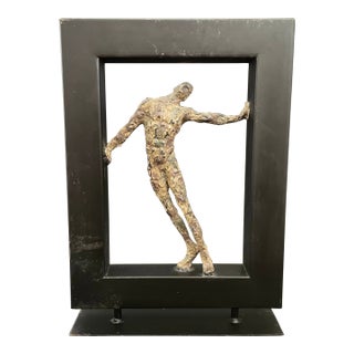 Brutalist Framed Figure Sculpture by Austin Productions For Sale