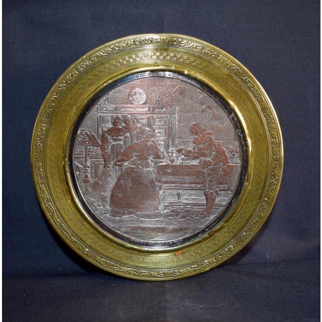 Antique Mixed Metal Trinket Box French Lid Brass Copper Le Message Relief For Sale - Image 4 of 18
