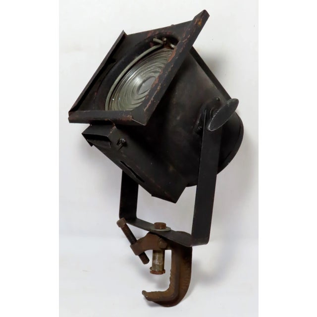 This is an Authentic Theatre Stage Spotlight Lamp. Circa Mid 20th Century. The Lamp is Made Out of Steel and Retains its...