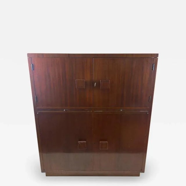 Magnificent Art Deco Mahogany Bar With Illuminated Frosted Glass interior And Shelving. Designed in The 1940's in The...