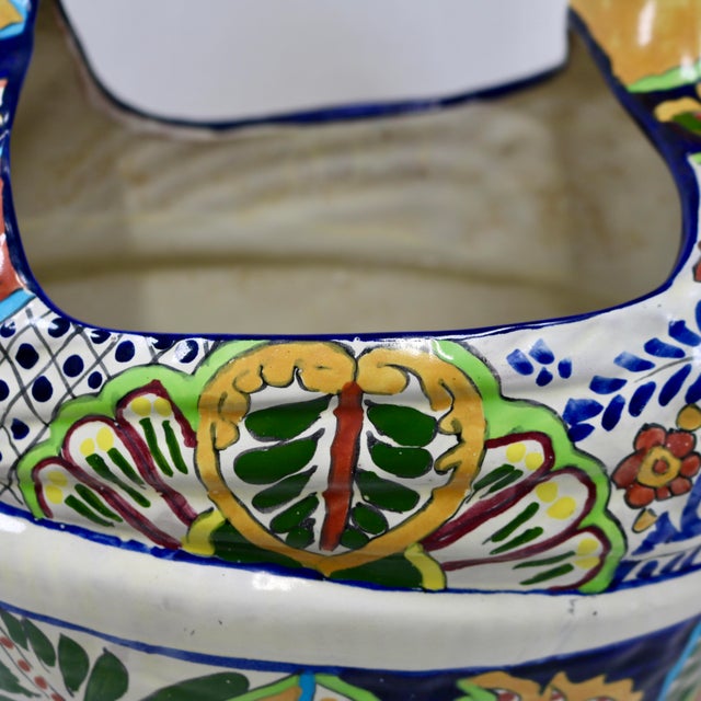 Ceramic Vintage Talavera Mexican Pottery Huge Chicken Planter For Sale - Image 7 of 11