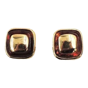 Vintage 1980s Courreges Faux-Tortoise Clip Earrings - 2 Pieces
