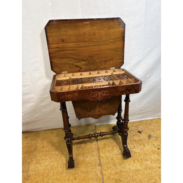 Victorian Burr Walnut Sewing Worktable, 19th Century For Sale - Image 5 of 16