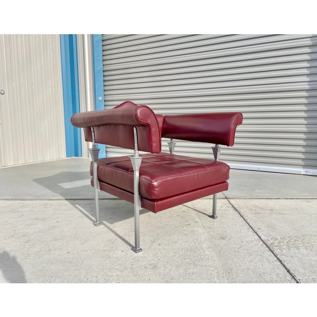 1990s Pair of Leather Lounge Chairs by Luca Scacchetti for Poltrona Frau For Sale In Los Angeles - Image 6 of 13