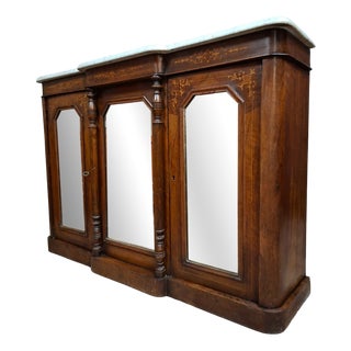 Napoleon III Low Sideboard or Buffet in Wood Veneer For Sale