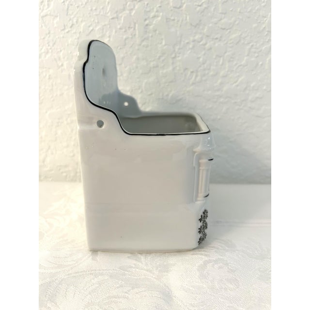 Mid-Century Victorian Hanging Porcelain Floral Salt Box For Sale - Image 4 of 7