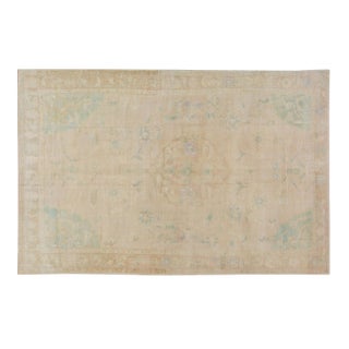 Vintage Turkish Oushak Hand Knotted Wool Rug, 5'5"x8'4" For Sale