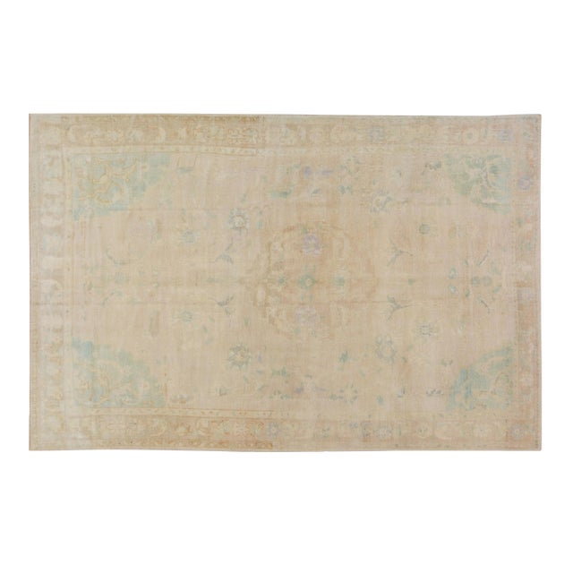 Vintage Turkish Oushak Hand Knotted Wool Rug, 5'5"x8'4" For Sale