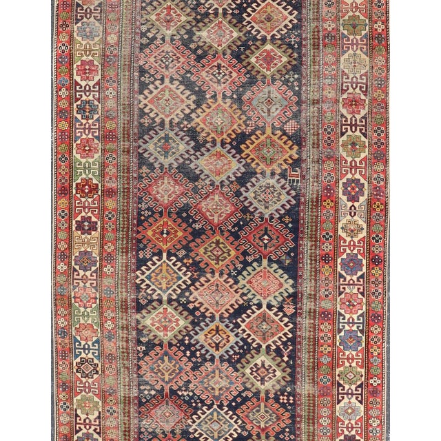 Antique Caucasian Shirvan Gallery Rug With Geometric Diamond Design 4'6 X 12'0 For Sale - Image 4 of 13