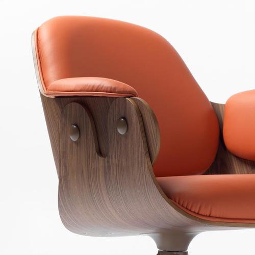 Contemporary Contemporary Low Plywood and Orange Leather Lounger from Jaime Hayon For Sale - Image 3 of 10