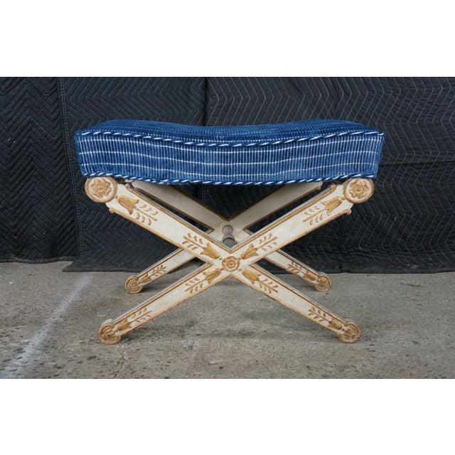 Baker Furniture Company Vintage Italian Neoclassical X-Form Curule Bench Stool Ottoman Attributed to Baker Furniture For Sale - Image 4 of 18