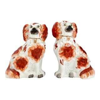 Antique Staffordshire King Charles Dogs / Spaniels, a Pair For Sale