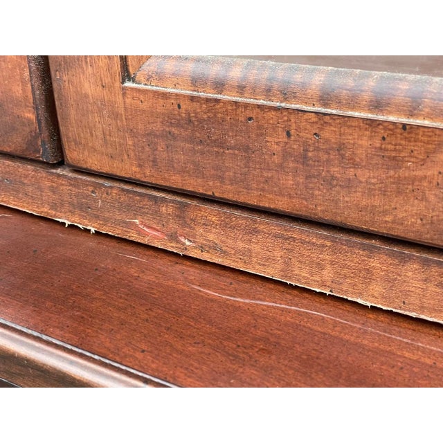 Brown Vintage Bubble Glass Georgian Style Mahogany Breakfront For Sale - Image 8 of 9