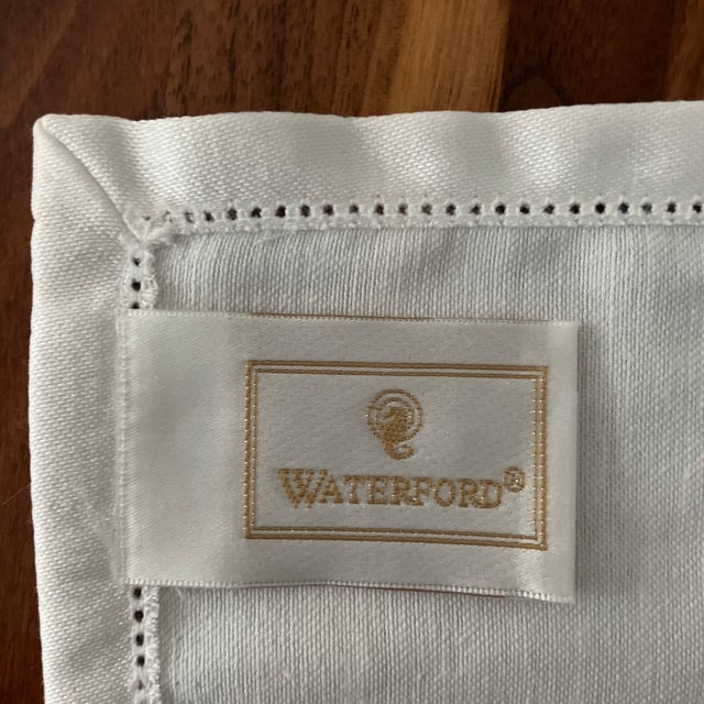 1990s 1990s Waterford Seahorse Hemstitched Cocktail Napkins in Original Box Set of 6 For Sale - Image 5 of 10