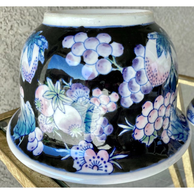 Ceramic Circa 1970 Chinoiserie-Inspired Highly Glazed Earthenware Cachepots – A Pair For Sale - Image 7 of 13