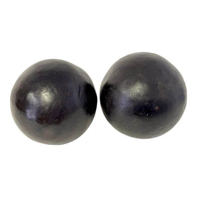 Pair of Modern Artisan Bronze Garden 8" Balls/Spheres, Late 20th Century For Sale