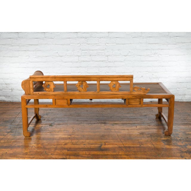 Mid 19th Century Qing Dynasty 19th Century Lady's Opium Rattan Seat Daybed with Pillow For Sale - Image 5 of 12