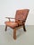 Brutalist Wood Armchair with Brown Leather Upholstery, Germany, 1960s For Sale - Image 4 of 15
