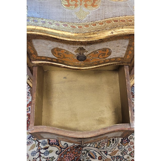 1950s Vintage Florentine Gilt Two Drawer Table For Sale - Image 9 of 12