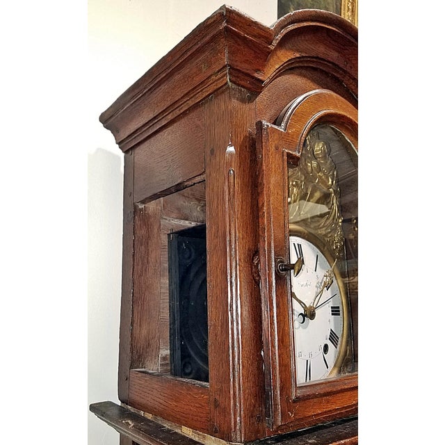 Wood 18c French Country Tall Case Grandfather Clock For Sale - Image 7 of 17