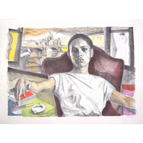 Woman is an original lithograph artwork realized by Ugo Attardi in 1985. Hand-signed in pencil on the lower right....