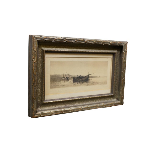 Realism Antique James Calahan Signed Maritime Sailboat Seascape Etching After Boulanachi For Sale - Image 3 of 9