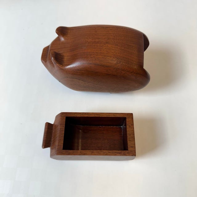 Mid-Century Modern Vintage Wooden Pig Stash Box For Sale - Image 3 of 8