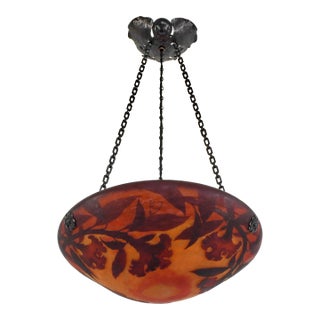French Art Deco Pendant Light by Daum & Majorelle - 1925 Cameo Chandelier France For Sale