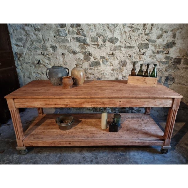 Industrial Antique French Pitch Pine Worktable, Early 20th Century For Sale - Image 3 of 18