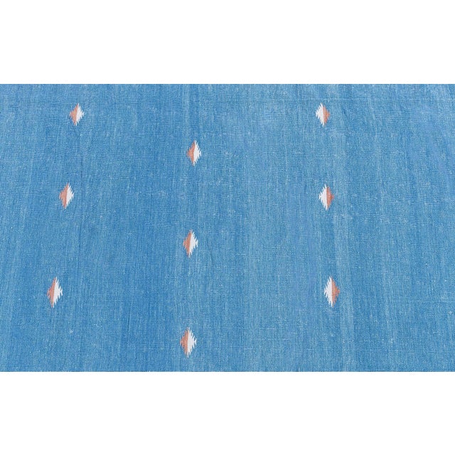 Textile Doris Leslie Blau Vintage Indian Dhurrie Light Blue Flatweave Cotton Rug For Sale - Image 7 of 10