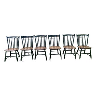 Set 6 Hitchcock Windsor Chairs Seaport Design Farmhouse Decor For Sale