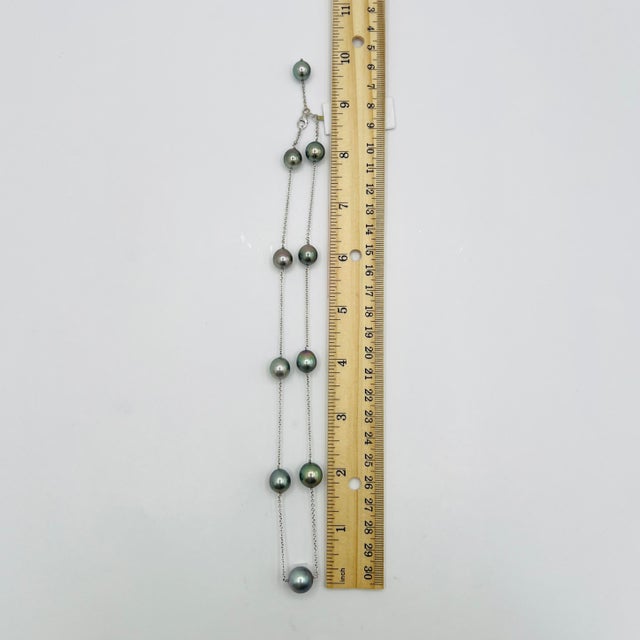 2020s Tahitian Pearl Necklace in 18k White Gold For Sale - Image 5 of 5