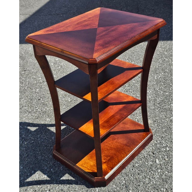 Late 20th Century Four-Tier Mahohany Bookmatched Top Side Table For Sale - Image 4 of 11