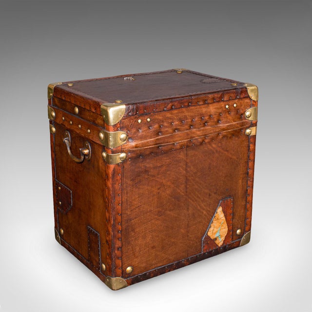 2000 - 2009 Pair, Late Vintage Officer's Campaign Luggage Cases, English, Bedside Nightstand For Sale - Image 5 of 12