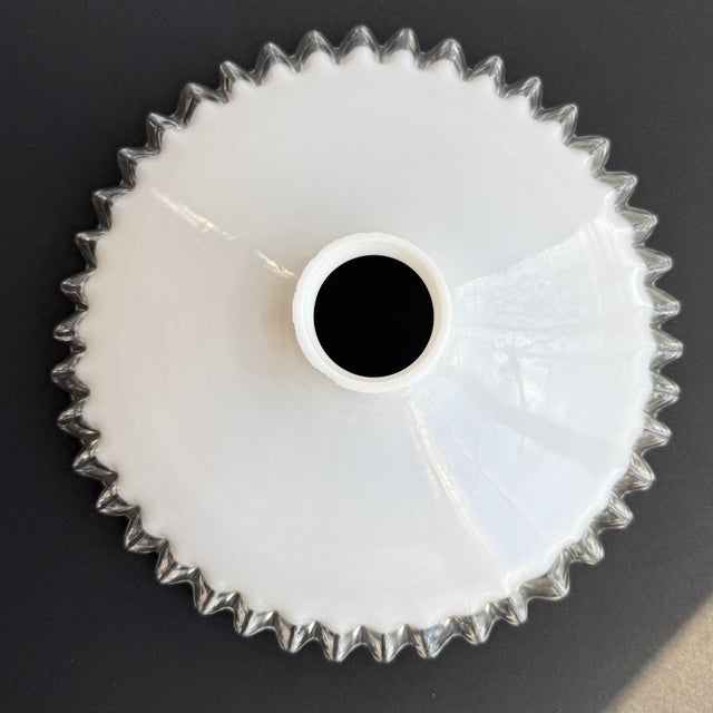 1930s French White Opaline Glass “Frill” Pendant Light, 1930s For Sale - Image 5 of 7