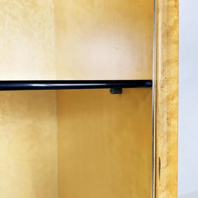 Metal Modern Italian Light Briar and Smoked Glass Bookcase attributed to Saporiti, 1970s For Sale - Image 7 of 12