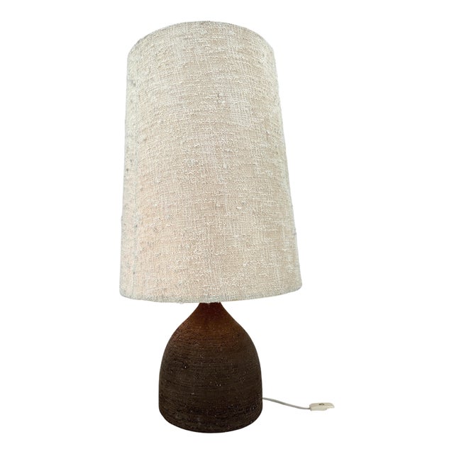 Large Ceramic Table Lamp or Floor Lamp with Original Fabric Shade from Krö, 1960s For Sale