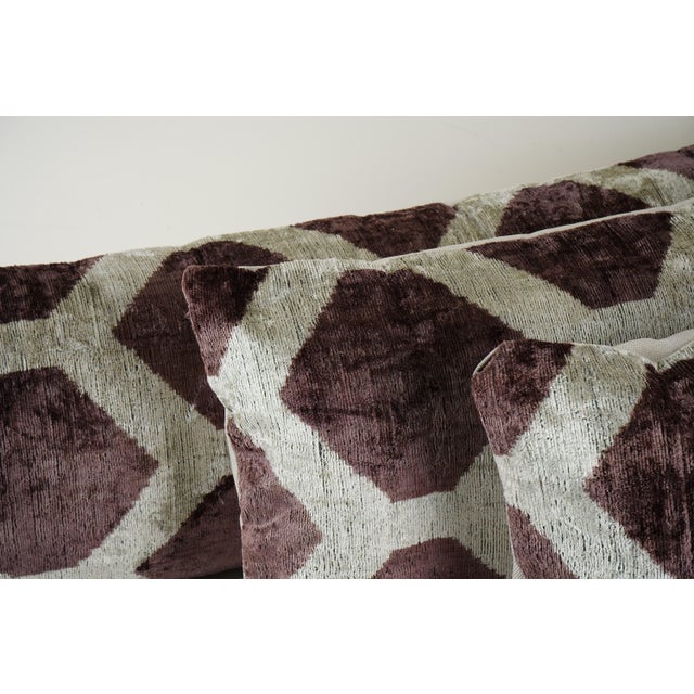 1990s Ikat Velvet Bedding Pillow Covers - Set of Three 16'' X 24'' 16'' X 50'' For Sale - Image 5 of 12
