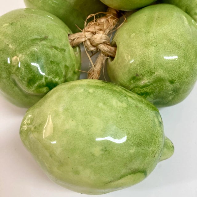 Italian Ceramic Glazed Green Limes on Straw For Sale - Image 12 of 12