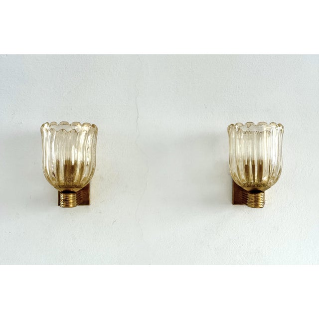Art Deco Italian Murano Crystal Glass and Brass Wall Sconces, 1990s, Set of 2 For Sale - Image 14 of 14