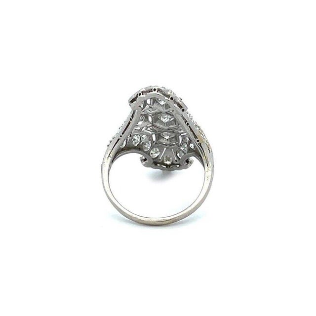 Contemporary 4988 Art Deco Platinum Diamonds Elongated Open Style Ring Size 6.5 For Sale - Image 3 of 6