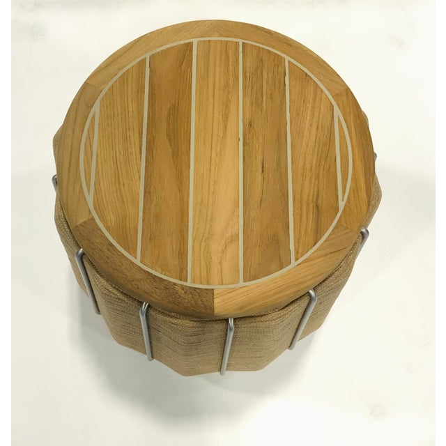 Original Retail $3897, stylish Jamie Durie for Baker / McGuire Satsuma Outdoor Stool/Planter, stacked jute body with...